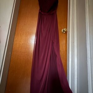 David's Bridal Deep Red Maxi Dress